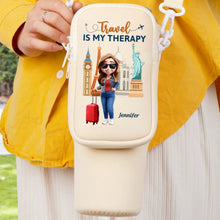Load image into Gallery viewer, Travel Is My Therapy - Personalized Bottle Carrier Bag for Every Adventure Lover Bottle Carrier Bag PopCulturePrints