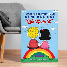 Load image into Gallery viewer, Customized Couples Canvas Print - 'We Made It' at 80 Poster & Canvas PopCulturePrints