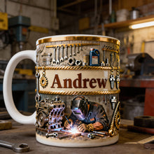Load image into Gallery viewer, “Crafted for Perfection” - Mechanic At Work Coffee Mug - Personalized Gifts For Mechanics Coffee Mug PopCulturePrints