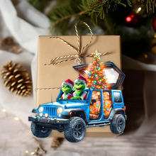 Load image into Gallery viewer, Personalized Couple Christmas Ornament - Festive Jeep Design for Valentine's Day Gifts Ornament PopCulturePrints