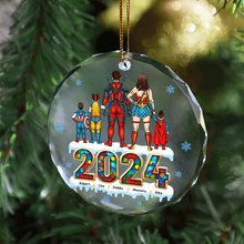 Load image into Gallery viewer, Personalized Superhero Family Christmas Ornament - 2024 Edition Ornament PopCulturePrints