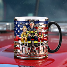 Load image into Gallery viewer, “The Hero Dad” - Proud American Firefighter Dad Magic Mug - Personalize for Firefighter Dads Coffee Mug PopCulturePrints