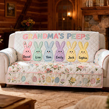 Load image into Gallery viewer, “Celebrate Family and Tradition” - Happy Bunny Kids Quilted Sofa Cover - Personalized Gift for Easter Sofa Cover PopCulturePrints