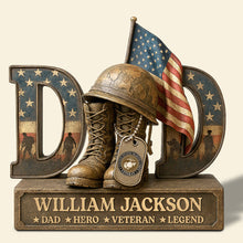 Load image into Gallery viewer, "Honor Dad's Service - Personalized Military Acrylic Plaque" - Custom Gift for Fathers and Grandfathers Shaped Plaques PopCulturePrints