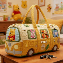 Load image into Gallery viewer, “Adventure Awaits: Perfect for Every Journey” - Personalized Quilted Duffle Bag - Gift for Fans of Winnie the Pooh Quilted Duffle Bag PopCulturePrints