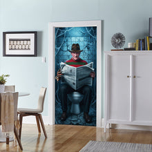 Load image into Gallery viewer, “Transform Your Space with a Touch of Horror” - Creepy Toilet Scene Door Cover, Personalized Halloween Gift for Horror Movie Fans Door Covers PopCulturePrints