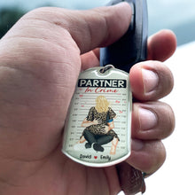 Load image into Gallery viewer, Personalized Partner in Crime Keychain - Customized Engraved Stainless Steel Gift Keychains PopCulturePrints