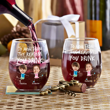 Load image into Gallery viewer, To Mom From The Reasons You Drink - Personalized Stemless Wine Glass Gift for Mom, Grandma, and Loved Ones Wine Glass PopCulturePrints