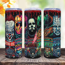 Load image into Gallery viewer, Halloween Horror Movie Characters Skinny Tumbler Tumbler Cup PopCulturePrints