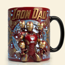 Load image into Gallery viewer, "The Ultimate Superhero Dad - Personalized Iron Dad Mug" - Custom Gift for Fathers, Dads, and Grandpas Coffee Mug PopCulturePrints