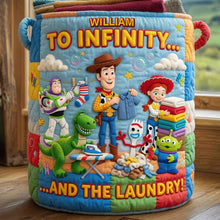 Load image into Gallery viewer, Embrace Fun with 'To Infinity and Beyond' - Personalized Quilted Laundry Basket for Kids