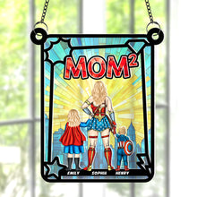 Load image into Gallery viewer, "Mom is the Real Superhero" - Personalized Suncatcher - Gift for Mom, Grandma, and Moms-to-be Ornament PopCulturePrints