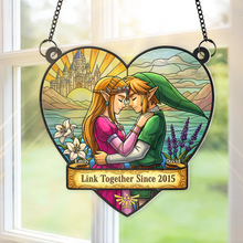 Load image into Gallery viewer, “Link Together Since 2015” - Couple Link Window Hanging Suncatcher Ornament - Personalized Gift for Couples Ornament PopCulturePrints