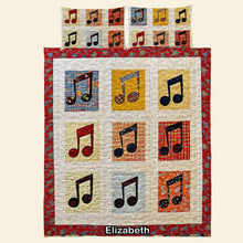 Load image into Gallery viewer, Personalized Musical Notes Quilt Bedding Set for Music Lovers Blanket PopCulturePrints