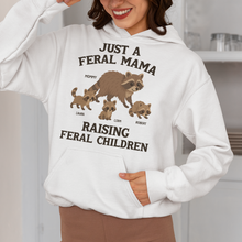 Load image into Gallery viewer, Just a Feral Mama Raising Feral Children - Personalized Raccoon Mom Shirt for Any Occasion Shirts PopCulturePrints