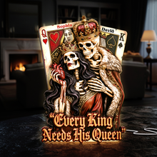 Load image into Gallery viewer, "Every King Needs His Queen" - Personalized Skeleton Couple Light Box - Perfect Gift for Couples Light Box PopCulturePrints