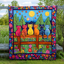 Load image into Gallery viewer, Floral Feline Christmas Quilt Bed Set - Perfect Gift for Cat Lovers Blanket PopCulturePrints