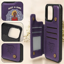 Load image into Gallery viewer, Just A Girl Who Loves Yoga - Personalized Leather Flip Wallet Phone Case Leather Flip Wallet Phone Case PopCulturePrints