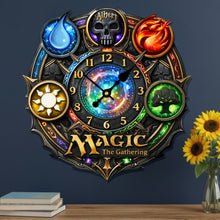 Load image into Gallery viewer, Time Flies with Magic - Mystic Element Acrylic Clock - Personalized Gift for Fantasy Lovers Hanging Wall Clock PopCulturePrints