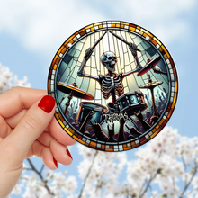 Load image into Gallery viewer, Personalized Suncatcher Ornament for Drum Lovers - Skeleton Drummer Design Suncatcher PopCulturePrints