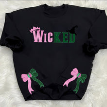 Load image into Gallery viewer, Wicked Glitter Embroidered Sweatshirt with Side Bow Shirts PopCulturePrints