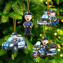 Load image into Gallery viewer, Personalized Kids Hero Photo Ornaments - Firefighter & Police Themes Ornament PopCulturePrints