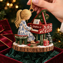Load image into Gallery viewer, “Play the Melody of Love” - Personalized Pianist Girl Christmas Ornament - Custom Gift for Piano Lovers Ornament PopCulturePrints