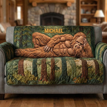 Load image into Gallery viewer, “Unleash Your Inner Bigfoot” - Fun Relax Sasquatch Quilted Sofa Cover, Personalized Gifts For Bigfoot Lovers Sofa Cover PopCulturePrints