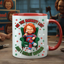 Load image into Gallery viewer, "On The Naughty List" - Horror Villain Accent Mug - Personalized Gift for Horror Fans & Unique Occasions Coffee Mug PopCulturePrints
