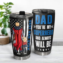 Load image into Gallery viewer, Personalized Superhero Dad Tumbler - Customizable Gift Tumbler Cup PopCulturePrints