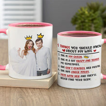 Load image into Gallery viewer, Personalized Couple Mug: 5 Things You Should Know About My Wife Coffee Mug PopCulturePrints