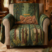 Load image into Gallery viewer, “Unleash Your Inner Bigfoot” - Fun Relax Sasquatch Quilted Sofa Cover, Personalized Gifts For Bigfoot Lovers Sofa Cover PopCulturePrints