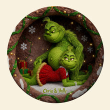Load image into Gallery viewer, “Celebrate Love with a Grinchy Twist!” - Personalized Green Goblin Quilted Round Mat - Custom Gifts for Couples and Friends Doormat PopCulturePrints