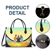 Load image into Gallery viewer, "Grandma and Grandkids, Together on the Moon" - Personalized Leather Bag - A Meaningful Gift for Grandma and Mom Leather Bag PopCulturePrints
