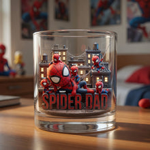 Load image into Gallery viewer, “Dad: My Hero” - Personalized Spider Dad Glass Mug - Perfect Gift for Fathers and Grandfathers Glass PopCulturePrints