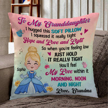 Load image into Gallery viewer, Personalized Princess Pillow for Granddaughter - Heartfelt Hug from Grandma Pillow PopCulturePrints