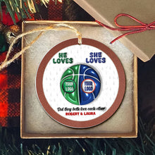 Load image into Gallery viewer, Personalized Basketball Ornament for Couples - Valentine's Day Gifts - Holiday Gift Ornament PopCulturePrints
