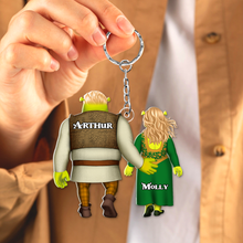 Load image into Gallery viewer, Personalized Shrek Couple Keychain - Unique Valentine's Day Gifts Keychains PopCulturePrints