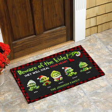Load image into Gallery viewer, Personalized Green Monster Kids Doormat - Steal Your Heart Doormat PopCulturePrints