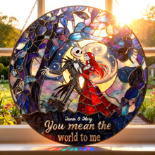 Load image into Gallery viewer, You Mean the World to Me - Personalized Romantic Stained Glass Decor for Couples Ornament PopCulturePrints