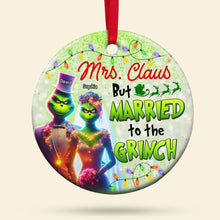 Load image into Gallery viewer, Grinch & Mrs. Claus Personalized Ornament - Perfect Christmas and Valentine's Day Gifts for Couples Ornament PopCulturePrints