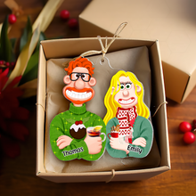 Load image into Gallery viewer, Personalized Couples Christmas Ornament – Custom Cartoon Design for Valentine's Day Gifts Ornament PopCulturePrints