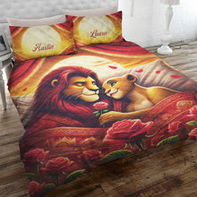 Load image into Gallery viewer, Personalized Lion Couple Quilt Bed Set - Perfect Gift for Couples Blanket PopCulturePrints