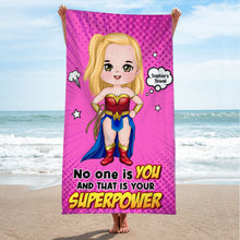 Load image into Gallery viewer, Personalized Superhero Kid Beach Towel - Your Unique Power Beach Towel PopCulturePrints