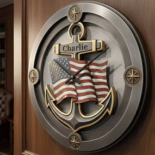 Load image into Gallery viewer, Time to Sail: Personalized Nautical Anchor Acrylic Clock - A Meaningful Gift for Veterans and Maritime Lovers Hanging Wall Clock PopCulturePrints