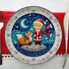 Load image into Gallery viewer, Cute Boy Ceramic Round Plate - Personalized Christmas Gift for Kids Ceramic Round Plate PopCulturePrints
