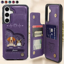 Load image into Gallery viewer, Cute Dogs And Cats Aesthetic Pattern - Personalized Leather Flip Wallet Phone Case Leather Flip Wallet Phone Case PopCulturePrints