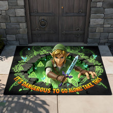 Load image into Gallery viewer, “It’s Dangerous to Go Alone! Take This” - Fantasy Hero Doormat, Personalized Gift for Gamers Doormat PopCulturePrints