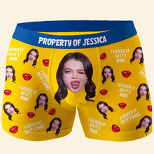 Load image into Gallery viewer, Custom Photo Boxer Shorts for Couples - I Licked It So It's Mine Boxer Briefs PopCulturePrints