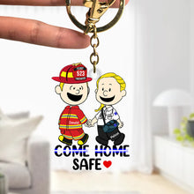 Load image into Gallery viewer, Personalized Come Home Safe Couple Keychain | Unique Valentine's Day Gifts for Couples Keychains PopCulturePrints